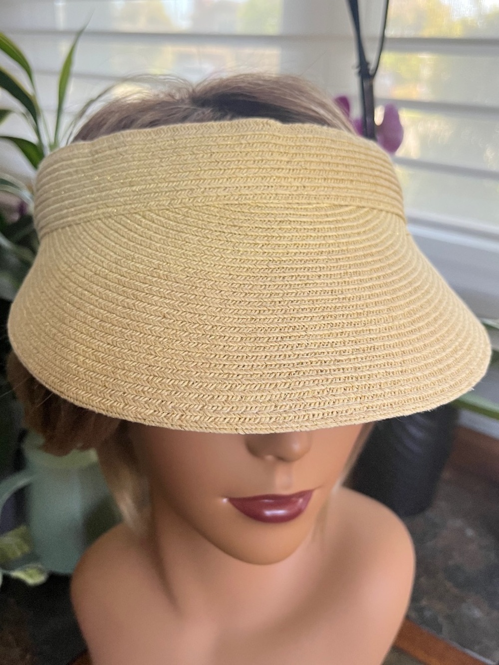 San Diego Hat Company Ultrabraid Visor, Honey Tone w/ Delicate Gold Thread  OS